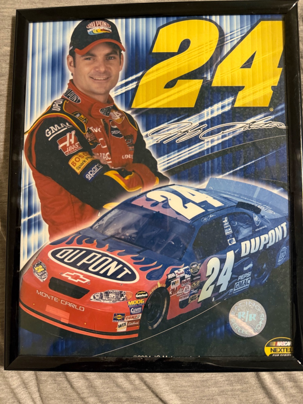 Jeff Gordon framed pic and flag